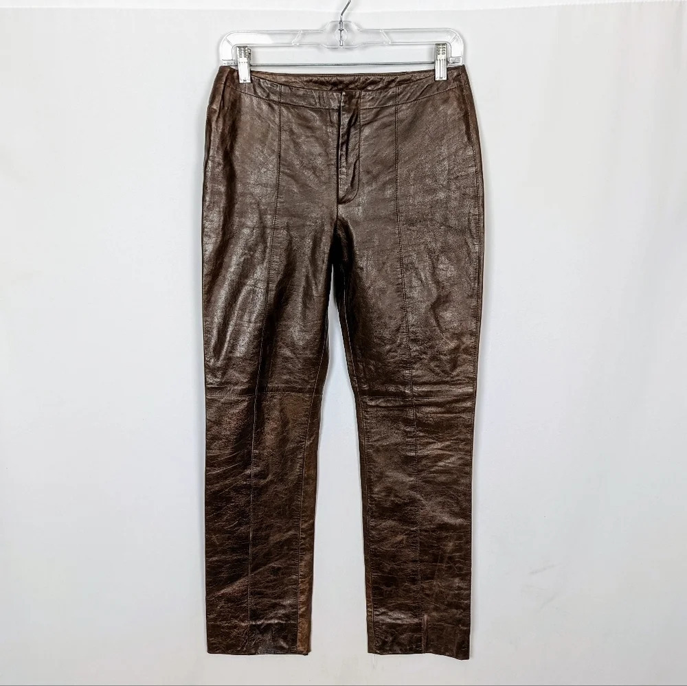 90s Y2K VINTAGE Bratz Hugo Buscati Collection sz. 6 Leather Pants Straight Leg